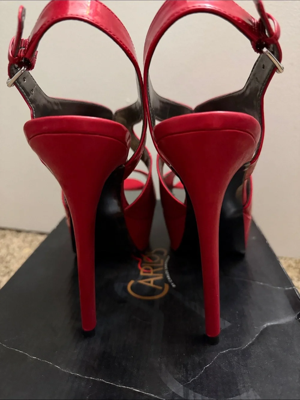 NIB Carlos by Carlos Santana Red Platform Sandals with Ankle Strap size 9M